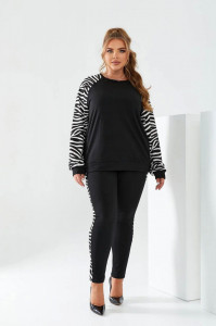 Trening dama marimi mari negru cu print zebra 8048 - Img 2