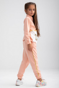 Trening pentru fete din bumbac peach si inscriptie cute - Img 5