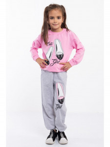 Trening pentru Fetite din Bumbac Roz Deschis Cute Girl - Img 1