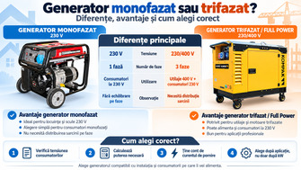 Generator monofazat sau trifazat? Diferențe, avantaje și cum alegi corect