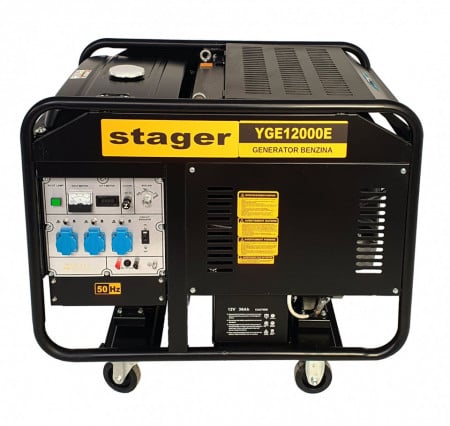 Generator de curent monofazat Stager YGE12000E, open frame 10.0kW, benzina, pornire electrica