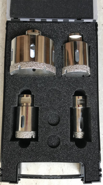Set carote diamantate pt. gresie portelanata & piatra - diam. 20, 35, 50, 75mm Super Premium - DXDH.80407.S20-75 / 80407.Set