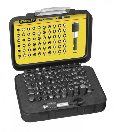 Stanley 1-13-902 Set 61 piese 1/4" - biti drepti, PH, PZ, Torx, Torx tamper, hexagonali