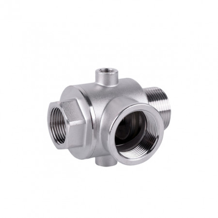 Racord 5 cai hidrofor, valva sens, FE1"xFI1"xFI1"xFI1/4"xFI1/4", inox