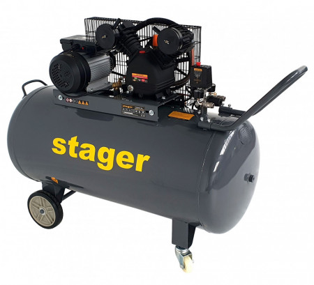 Compresor aer, 250L, 8bar, 324L/min, monofazat, angrenare curea Stager HMV0.25/250