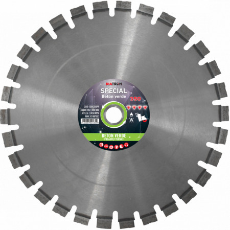 Disc diamantat Diatech SPECIAL pentru Beton Verde 350x25,4/30
