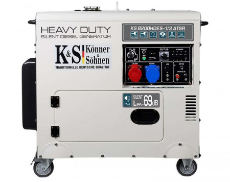 Generator de curent 6.5 kW diesel - Heavy Duty - insonorizat - Konner & Sohnen - KS-8200DE-1/3-HD-ATSR