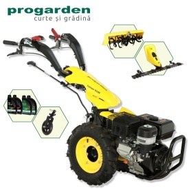 Motocultor multifunctional 14CP, benzina, EU V, pornire electrica, 3+2 viteze, reductor + Bara cosire BC120M + Roata sustinere + Freza tractata FT90 + 4L Ulei
