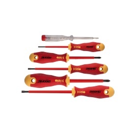 Felo 41396398, Set 6 surubelnite izolate VDE, drepte 2.5, 4.5, 5mm si PH1, PH2 + tester de tensiune