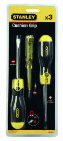 Stanley 0-65-012 Set 3 surubelnite CushionGrip: Tester de tensiune, Dreapta 3x65mm, 5x100mm, Phillips PH2x100mm