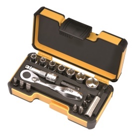 Trusa chei tubulare si biti, XS StrongBox, Felo, 1/4", 18 piese