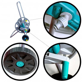 Carucior pentru furtun de gradina, telescopic, 45 m - 1/2", 30 m - 5/8" - Img 2