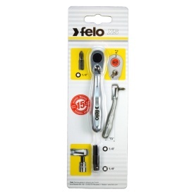 Felo 05763501, Antrenor XS cu clichet reversibil HEX 1/4", 60 dinti, pentru biti, include adaptor pentru tubulare 1/4 - Img 4