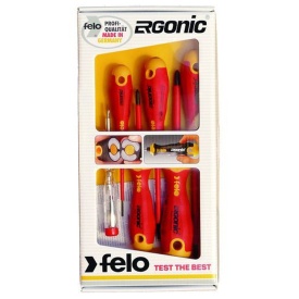 Felo 41396398, Set 6 surubelnite izolate VDE, drepte 2.5, 4.5, 5mm si PH1, PH2 + tester de tensiune - Img 2