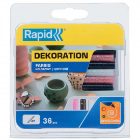 Rapid 5001423, set 36 de rezerve de lipici, colorate, cu sclipici, Ø7 x 90 mm - Img 1