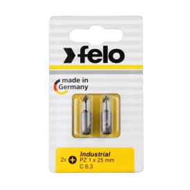 Set 2 biti Industrial profil Pozidrive, Felo, C6.3, PZ1, 25mm