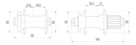 Butuc Fata MICHE 550 XM-H Boost Thrue Axle 32 H TX-15 110mm - Img 2