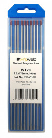 Electrozi tungsten rosu ProWELD WT20, 3.2x175mm, 10buc