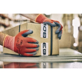 Manusi de protectie Eco Grip, din poliester, acoperire din latex cu textura striata, uz profesional, marimea 9/L - Img 5