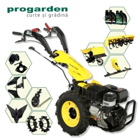 Motocultor 14CP benzina, pornire electrica + BC120M Bara cosire + 3xPlug + FT90 Freza tractata + 2xRoti metalice RM47 + 2xCuple + 4L Ulei ProGARDEN Pachet Campo U16E