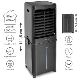 Racitor aer TROTEC PAE 80 1000 m3/h, 125W, 60l - Img 2