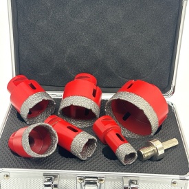 Set carote diamantate pt. gresie portelanata & piatra - diam. 20, 28, 35, 43, 50, 68mm Profesional Standard - DXDY.REDrill.BigSet - Img 2