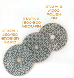 SET 3 paduri / dischete diamantate pt. slefuire uscata in 3 etape Ø100mm #50-1000 - DXDY.DRYPAD.100.3STEP - Img 2