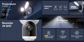 Camera cu proiectoare IP Wi-Fi Tapo C720, 2K QHD 4MP, Detectare smart, IR 30m, Alarme personalizate, IP65, Microfon, Difuzor - Img 2