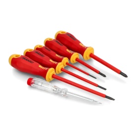 Felo 41396398, Set 6 surubelnite izolate VDE, drepte 2.5, 4.5, 5mm si PH1, PH2 + tester de tensiune - Img 3