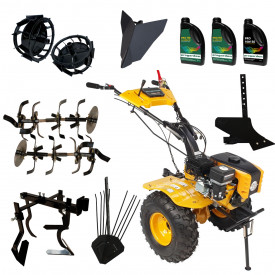 Pachet motocultor Campo 853, benzina, 7.5CP, 2+1 trepte, roti atv, manicot rulment, accesorii PS1, ulei motor si transmisie incluse