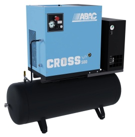 Compresor de aer profesional cu surub, cu uscator  Rezervor 200 Litri  4 kW, 500 L/min, 10 bari  ABAC-CROSS-IVR-500E-10-400/50-200