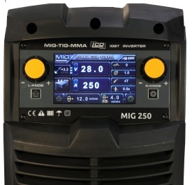 ProWELD MIG 250 Synergetic Invertor digital MIG/TIG/MMA 200A, Sudură oțel, inox, aluminiu, fontă, Afișaj LCD, reglaj sinergic - Img 2