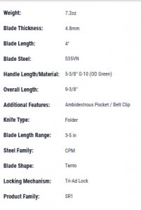 Cutit Cold Steel SR1 Tanto Point - Img 2