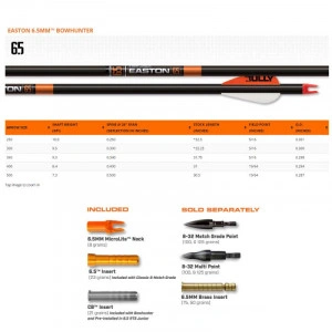 Sageata Carbon Easton Bowhunter 6.5 - Set 6 Bucati