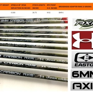 Sageata Carbon Easton Axis 6MM Spine 500 - Set 6 Bucati