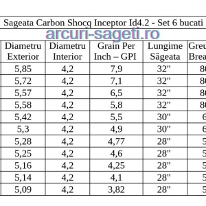 Sageata Carbon Shocq Inceptor Id4.2 - Set 6 bucati - Img 4