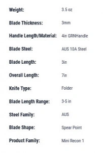 Briceag Cold Steel Mini Recon 1 Spear Point - Img 2