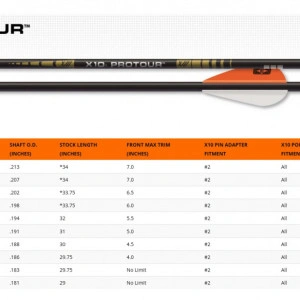 Shaft Carbon Easton Aluminum Carbon X10 Protour - Set 12 Bucati