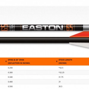 Shaft Carbon Easton Match Grade 6.5 - Set 12 Bucati