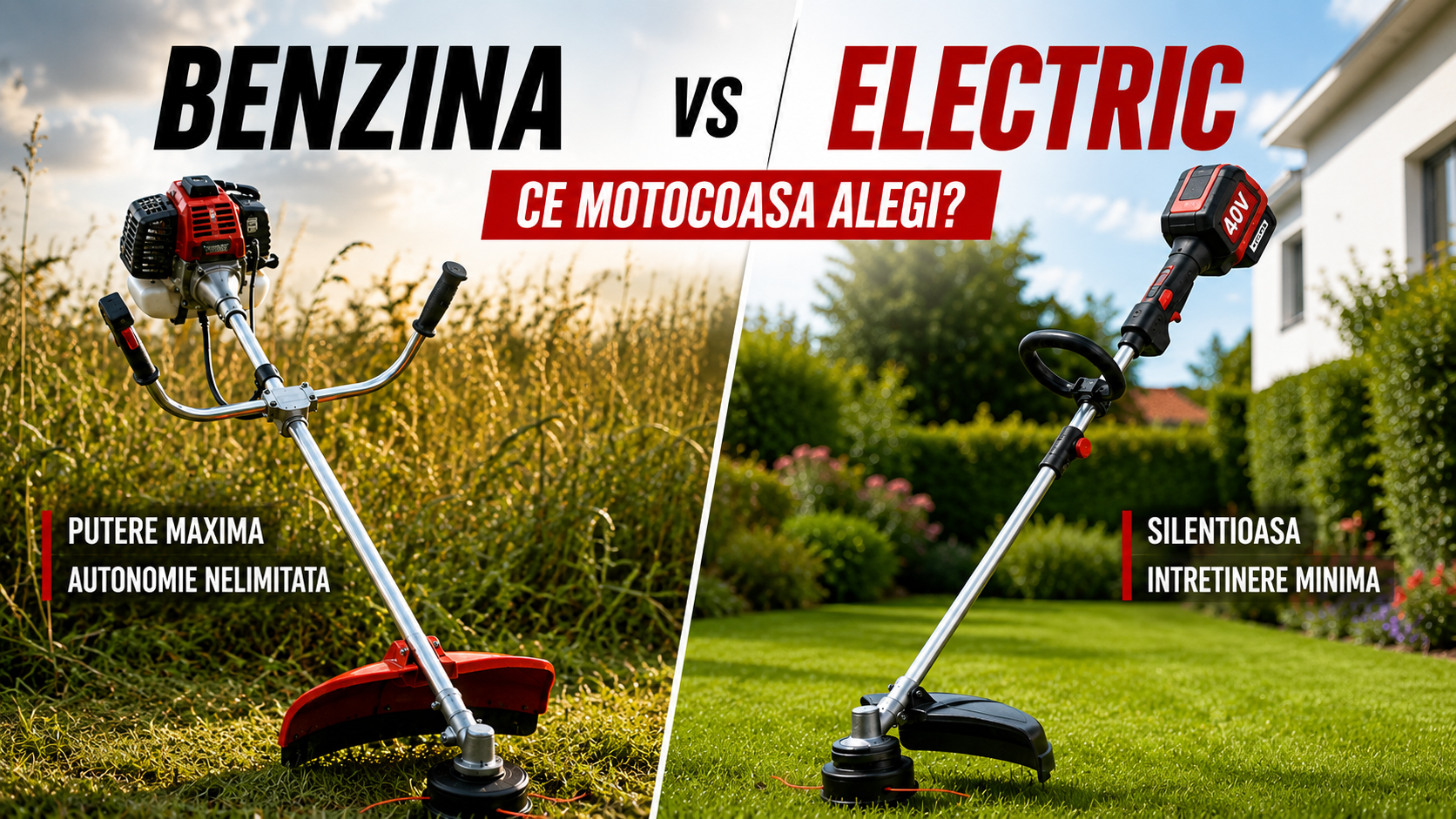 Motocoasa pe Benzina vs Electrica: Care Este Alegerea Potrivita pentru Terenul Tau