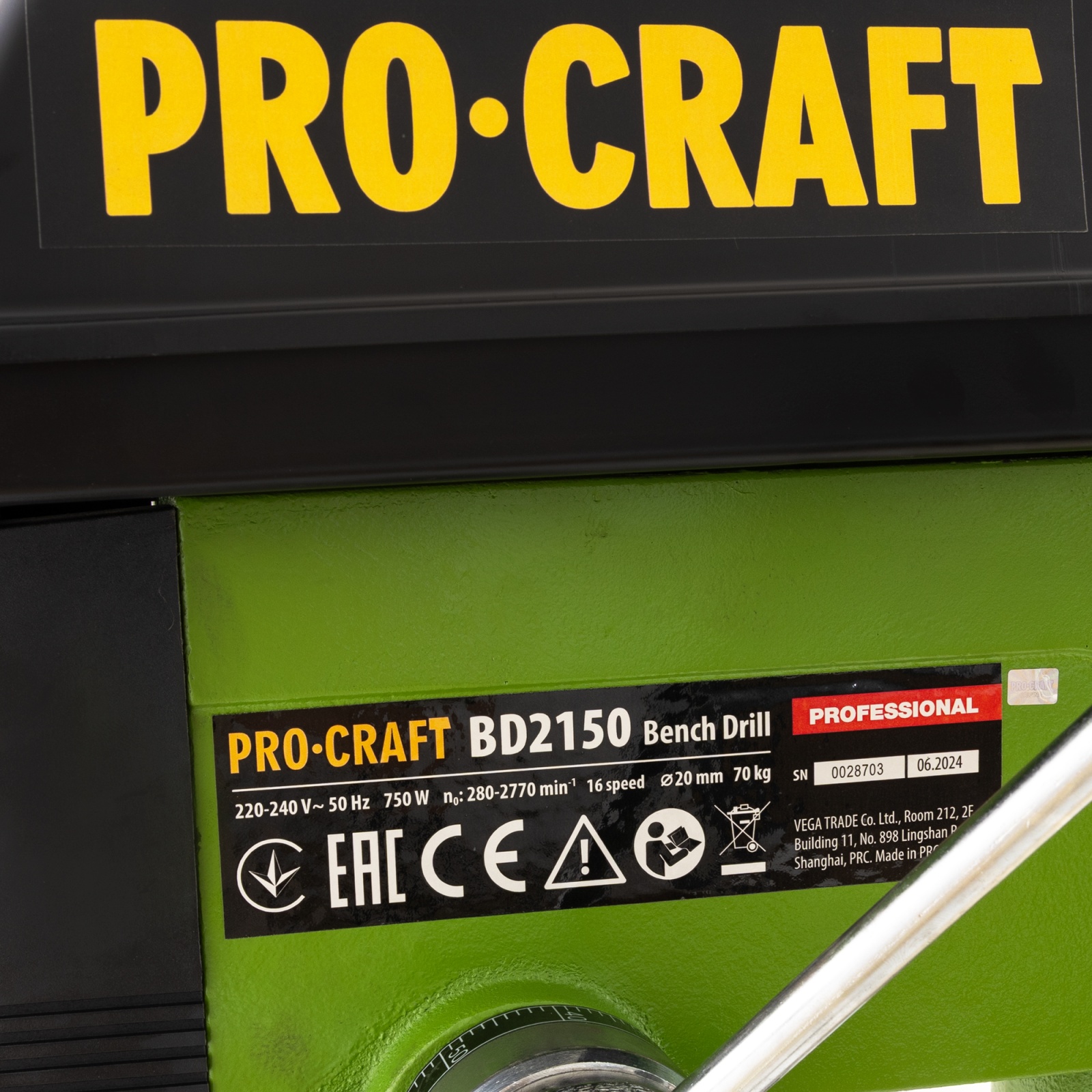 Bormasina de Banc cu Coloana ProCraft BD2150, 750W, 16 viteze