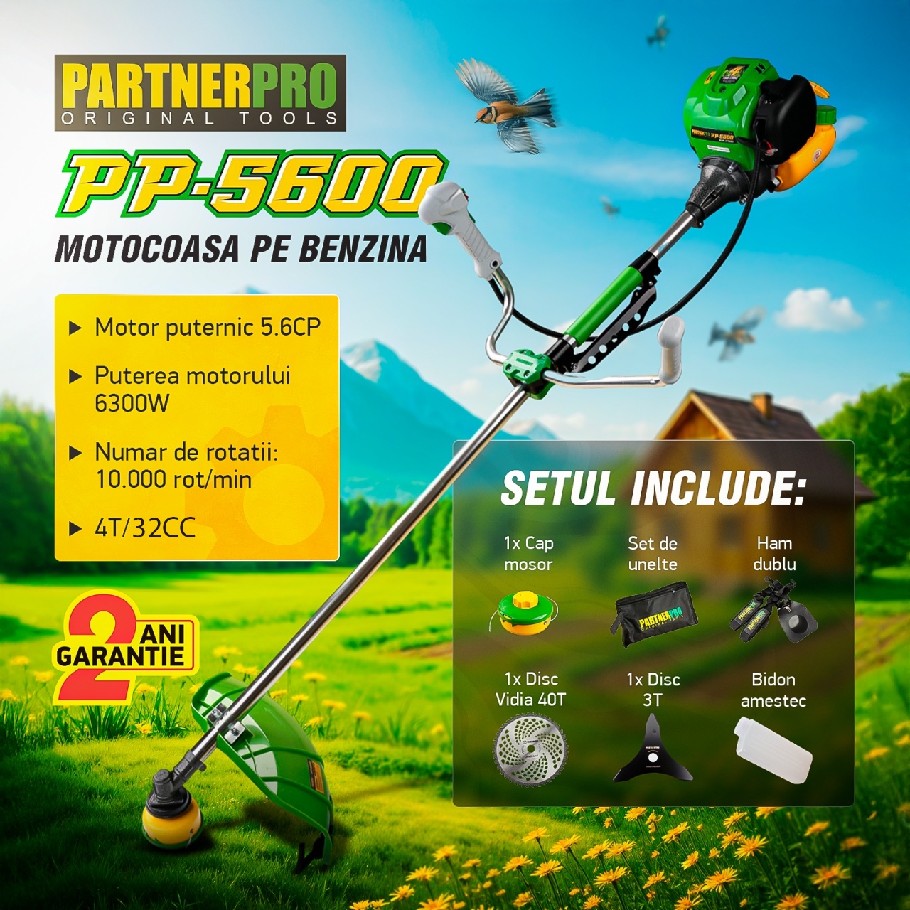 Motocoasa Benzina PartnerPro PP5600, 5.6CP, 52cc