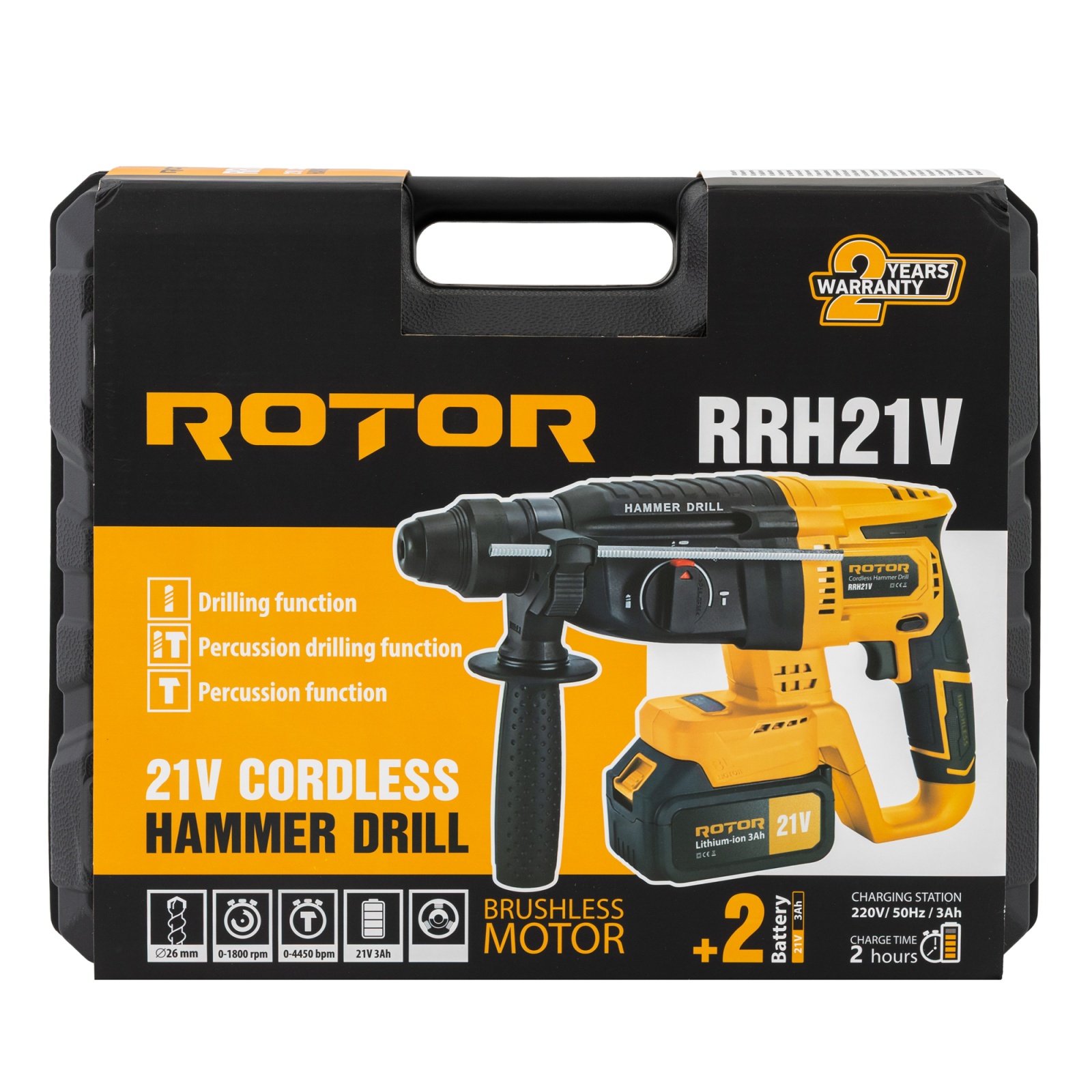 Ciocan rotopercutor cu acumulator, RRH21V ROTOR 21V/3Ah , 1800 rpm