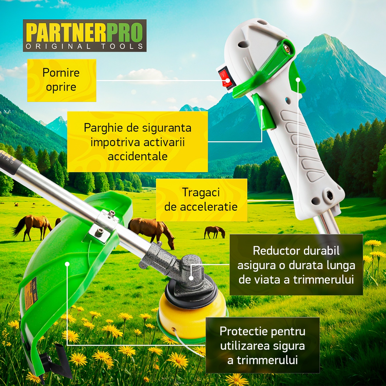 Motocoasa Benzina PartnerPro PP5600, 4T, 5.6CP, 52cc, pentru iarba