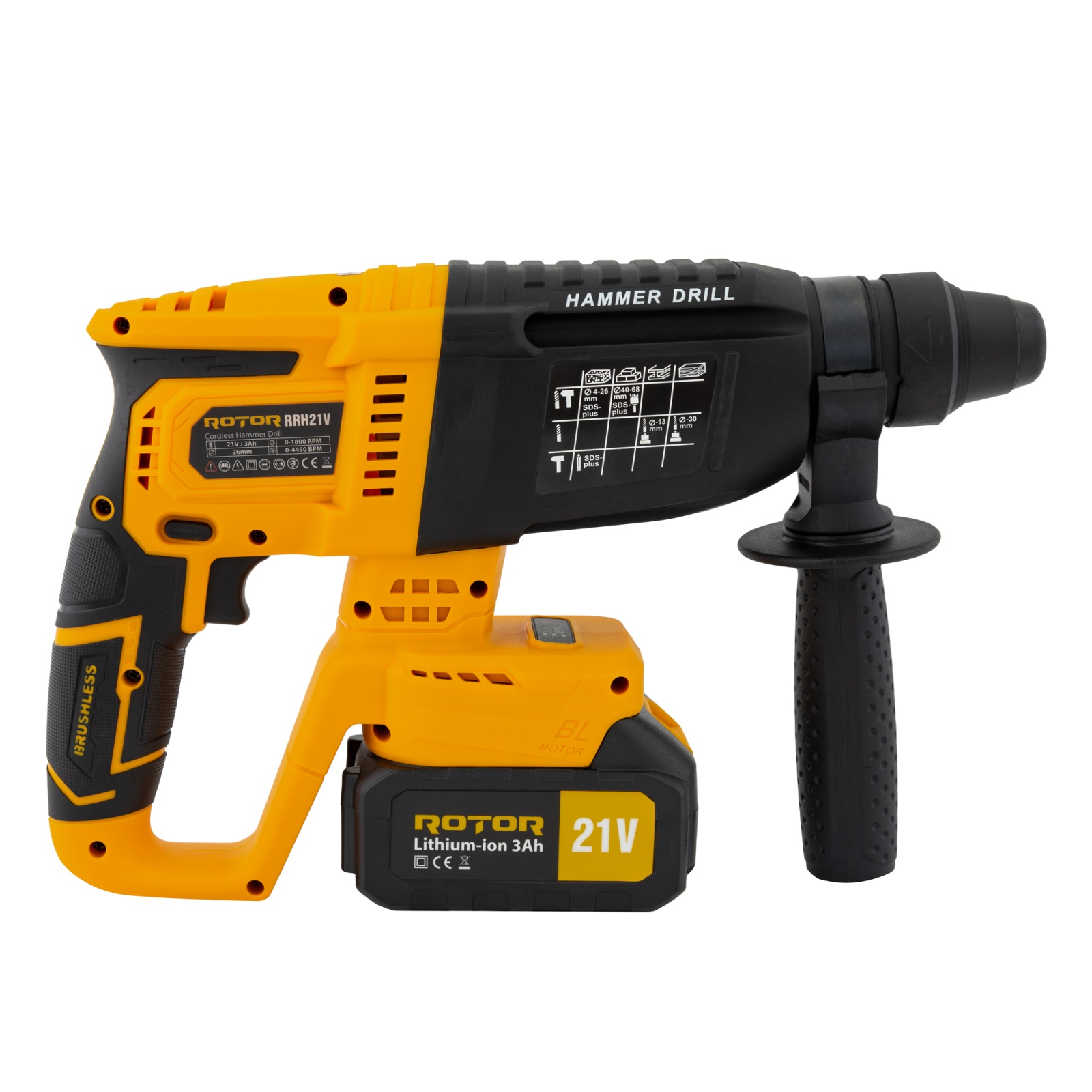 Ciocan rotopercutor cu acumulator, RRH21V ROTOR 21V/3Ah , 1800 rpm