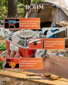 Arzator Portabil Patrat Bohm BG-K-005, propan/butan, pentru camping - Img 6