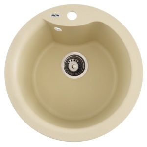 Chiuveta Bucatarie Granit Rotunda Flow FCB-485WI, 48.5cm, seria Wave, ivory