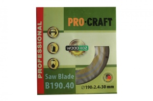 Disc Circular Lemn ProCraft B190.40, 190mm, 40 dinti, pentru fierastraie circulare
