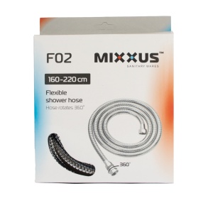 Furtun Dus Mixxus Chr.F02, 160-220cm extensibil, crom, pentru dus