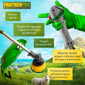 Motocoasa Benzina PartnerPro PP57, 6CP, 52cc, 2T, pentru iarba si tufis - Img 5